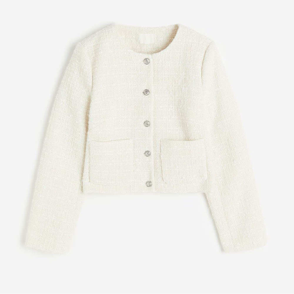 H&M White Textured Blazer